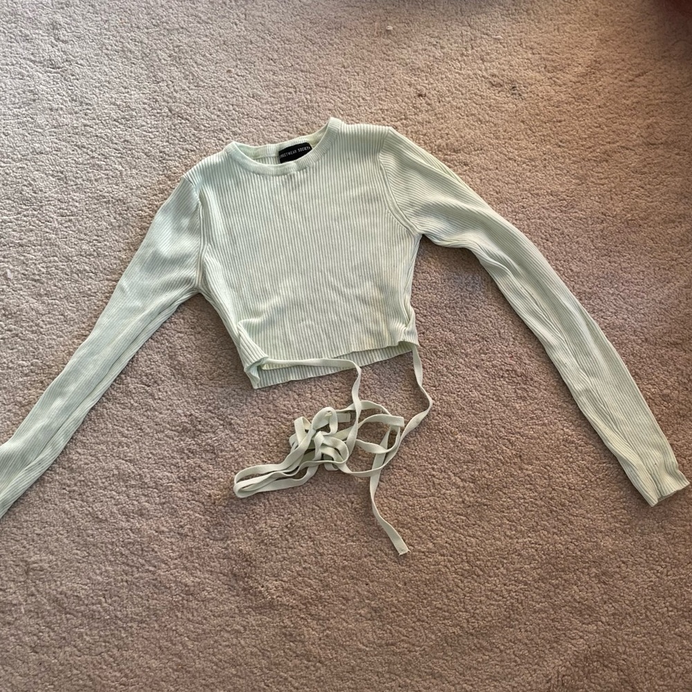 mint green long sleeve shirt